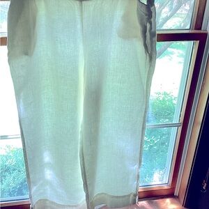 White linen wide-leg pants size L